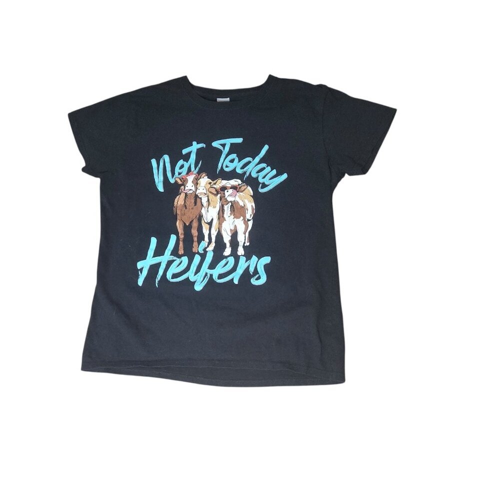 Black Graphic Western Tee "Not Today Heifers" Women's Size L Funny Shirt